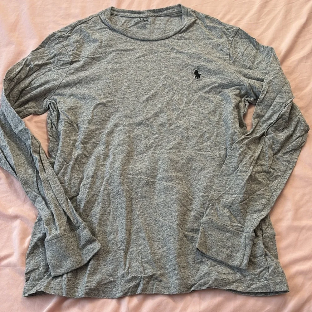 Polo by Ralph Lauren Men's Long-Sleeve Crewneck Shirt - Grey - Picture 2 of 2